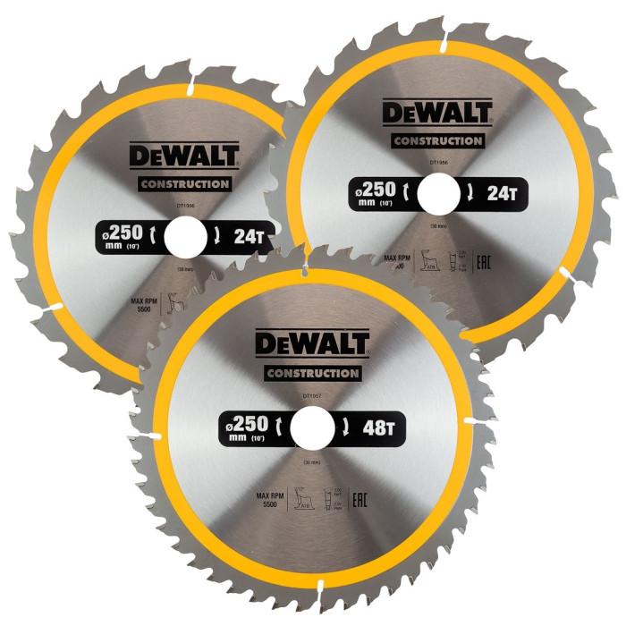 DeWALT zāģripas 250mm 3gb (2X 24T 1X 48T), DT1963-QZ cover photo