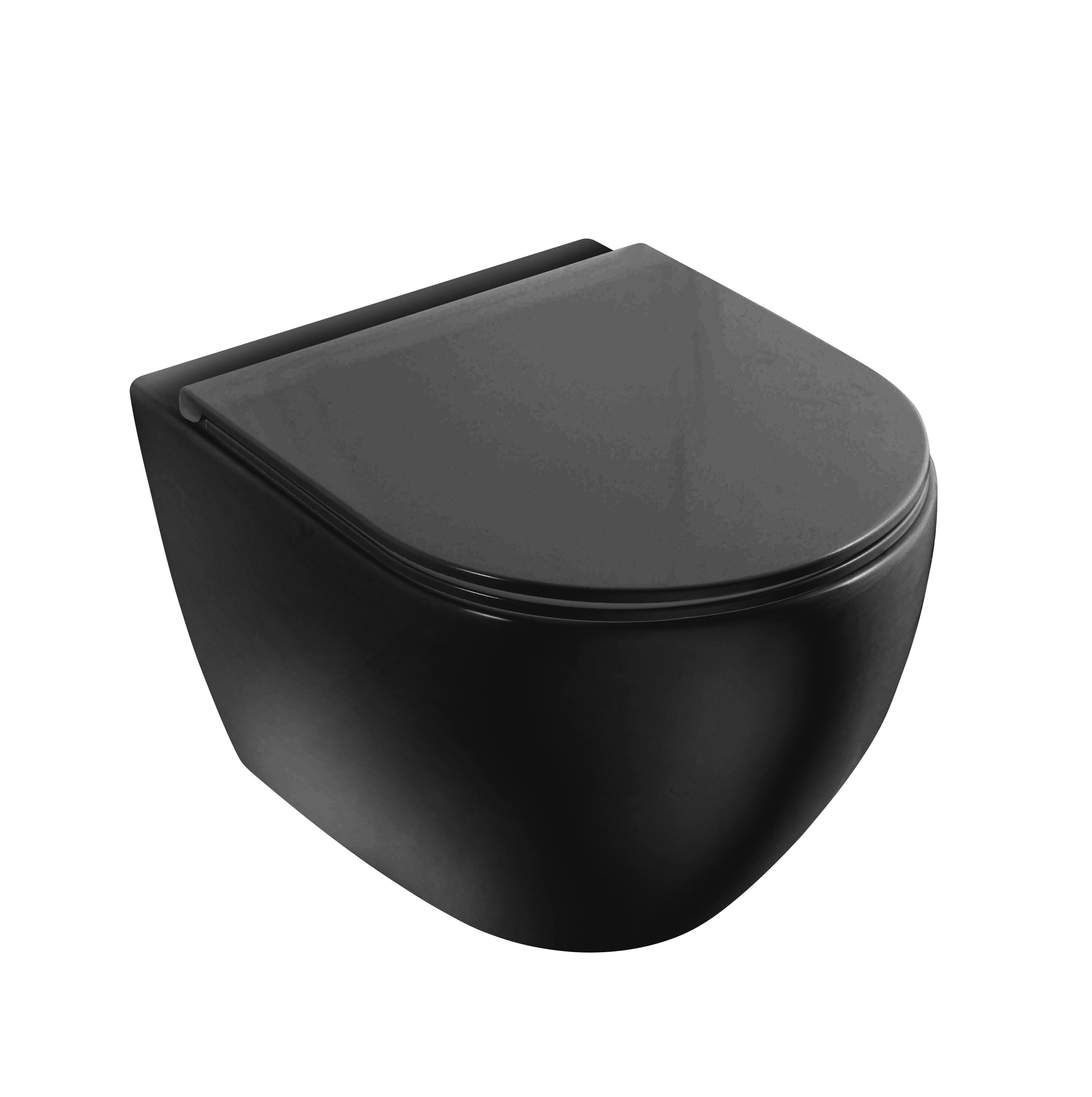 Vento sienas WC pods Vento Hugge Rimless matēts melns ar Duroplast Soft Close poda vāku, TR2196DF-U18 cover photo
