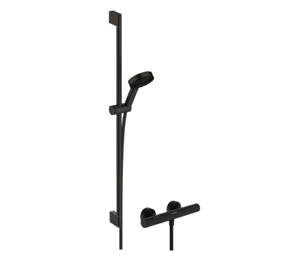 Hansgrohe dušas termostats Ecostat Fine ar Pulsify Select S 105 3jet Relaxation EcoSmart, matēts melns, HG24261670 cover photo