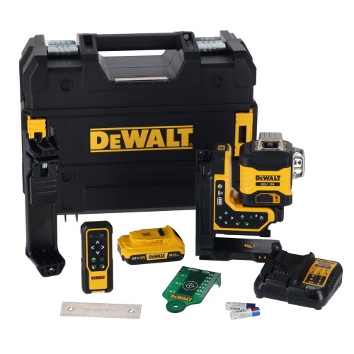 DeWALT lāzera līmeņrādis zaļš ar tālvadības pulti 3X360 1x2Ah 18V, DCLE34035D1-QW cover photo