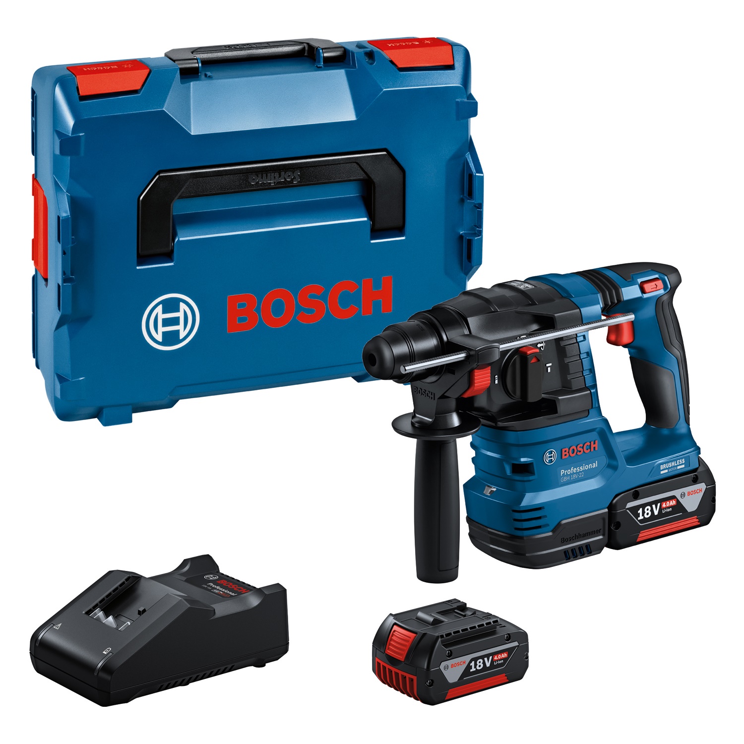 Bosch perforators akumulatora GBH 18V-22 2x4.0Ah GAL 18V-40 LB, 0611924002 cover photo