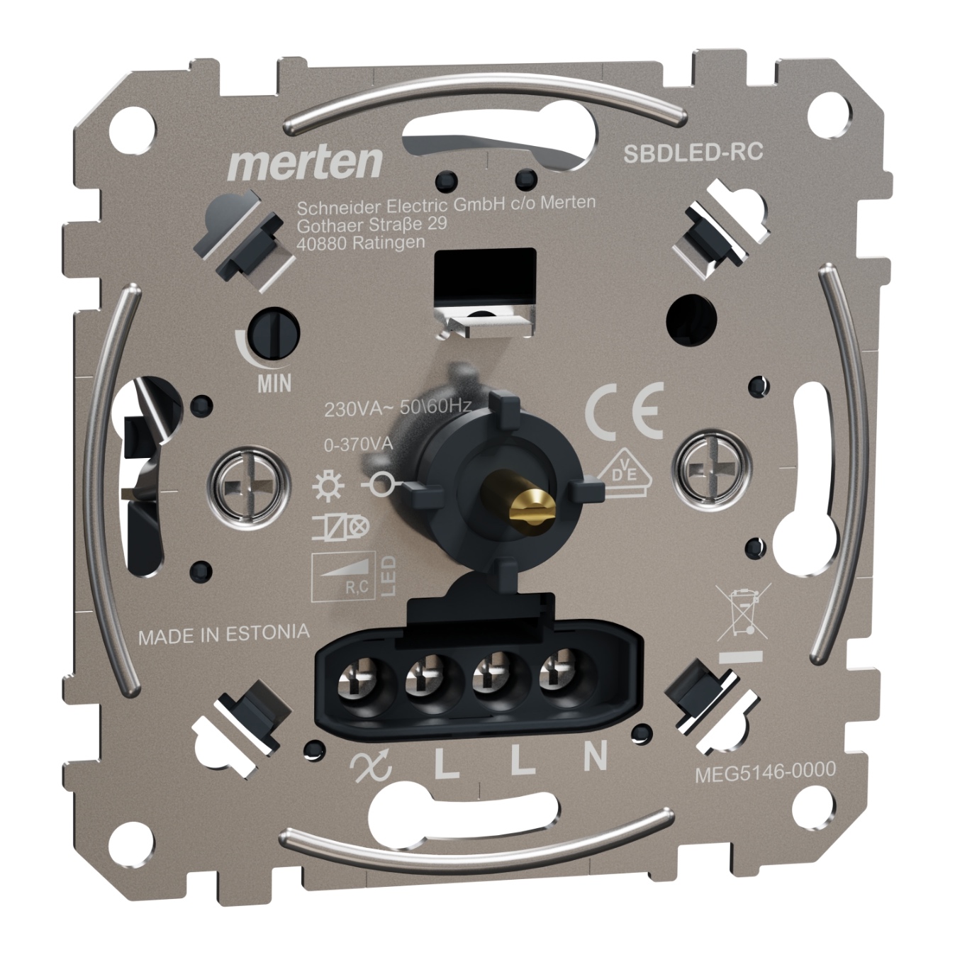 Merten (Schneider) gaismas regulators multidzīslu RC z/a meh. 3-370W (LED 0–200W), MEG5146-0000 cover photo