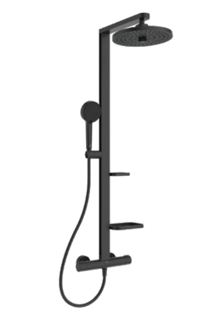 Ideal Standard dušas sistēma ar termostatu Ceratherm ALU+, matēta melna, BD583XG cover photo