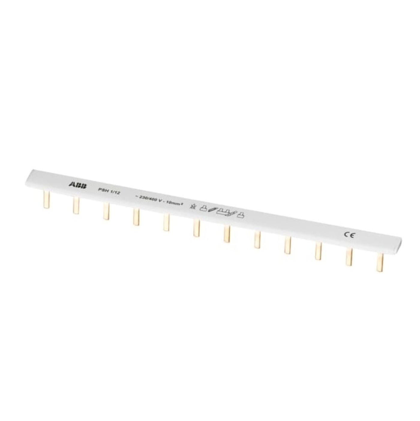 ABB ķemmveida fāzes kopne 1-f 12mod 10mm2 211mm izolēta PSH1/12 NEW, 2CDL111001R1012 cover photo