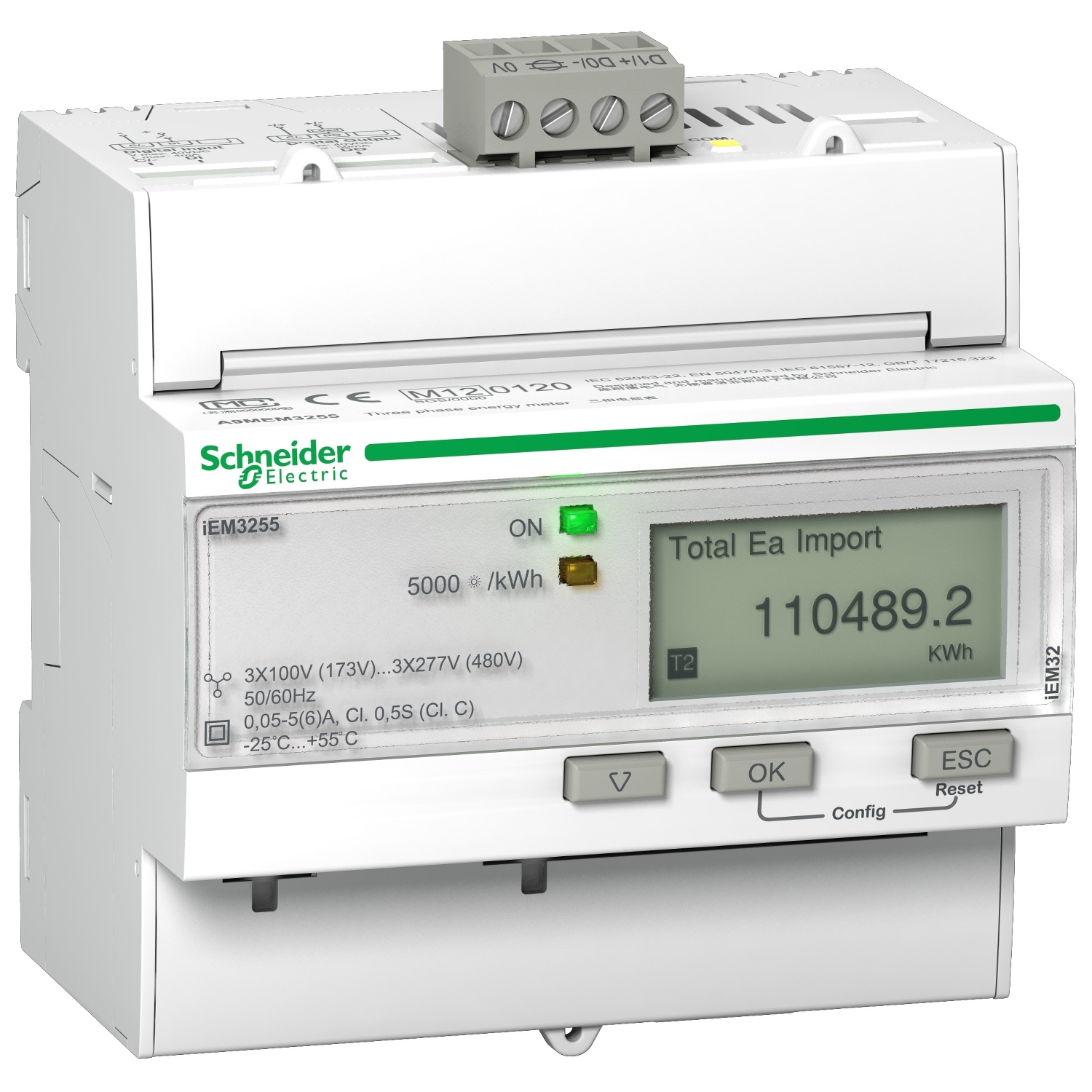 Schneider Electric kWh skaitītājs 3-f 400V caur 5A strāvmaini, MID, Modbus, 4-tarifu, A9MEM3255 cover photo
