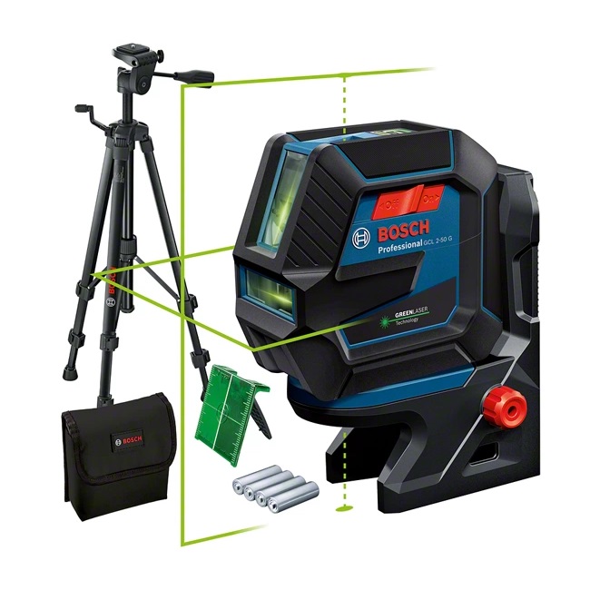 Bosch līniju lāzeris GCL 2-50 G + rotējošais stiprinājums RM 10 statīvs BT 1, 0601066M01 cover photo