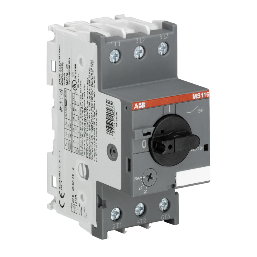 ABB motora automātiskais slēdzis 3f 5.5kW 8-12A MS116, 1SAM250000R1012 cover photo