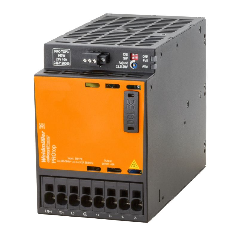 Weidmuller līdzstrāvas barošanas bloks 3x400VAC/24VDC 40A 960W PRO TOP3, 2467120000 cover photo