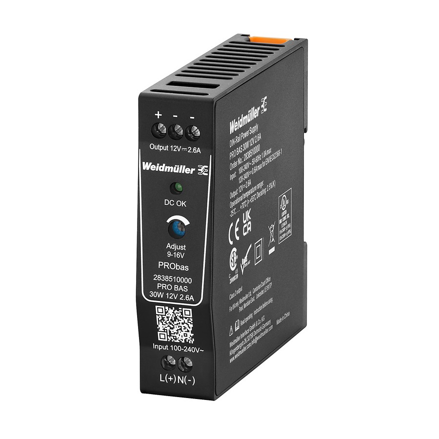 Weidmuller līdzstrāvas barošanas bloks 230VAC/12VDC 2.6A 30W PRO BAS, 2838510000 cover photo
