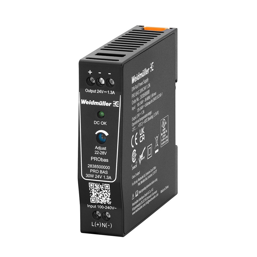 Weidmuller līdzstrāvas barošanas bloks 230VAC/24VDC 1.3A 30W PRO BAS, 2838500000 cover photo