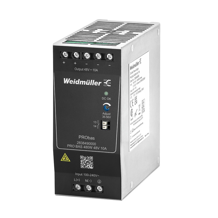 Weidmuller līdzstrāvas barošanas bloks 230VAC/48VDC 10A 480W PRO BAS, 2838490000 cover photo