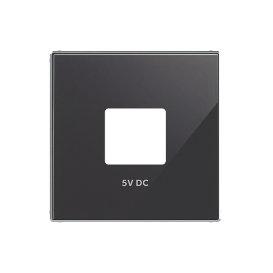 ABB Niessen 8585 CN nosegplāksne 2xUSB kompakta Melns stikls Sky Niessen, 2CLA858500A2501 cover photo