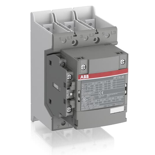 ABB magnētiskais kontaktors 55kW 116A 250-500VAC/DC 3NO+1NO/1NC AF116, 1SFL427002R1411 cover photo