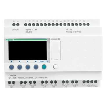 Schneider Electric loģiskais kontrolieris 24VDC 16DI(6AI)/10DO (releja) Zelio Logic, SR3B261BD cover photo