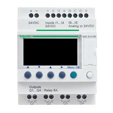 Schneider Electric loģiskais kontrolieris 24VDC 8DI(4AI)/4DO (releja) Zelio Logic, SR2B121BD cover photo