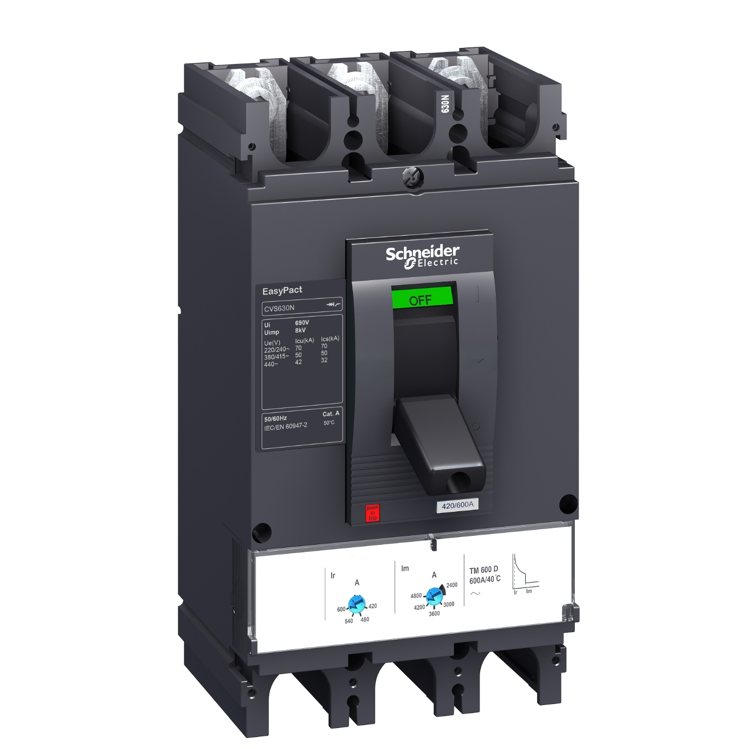 Schneider Electric rūpnieciskais automātiskais slēdzis 320A 36kA 3P ar 224-320A atv., CVS, LV540305 cover photo