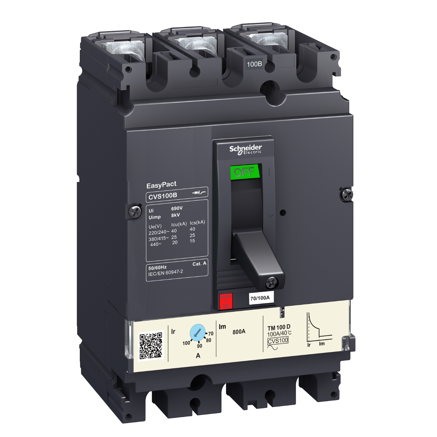 Schneider Electric rūpnieciskais automātiskais slēdzis 80A 25kA 3P ar 56-80A atv., CVS, LV510306 cover photo