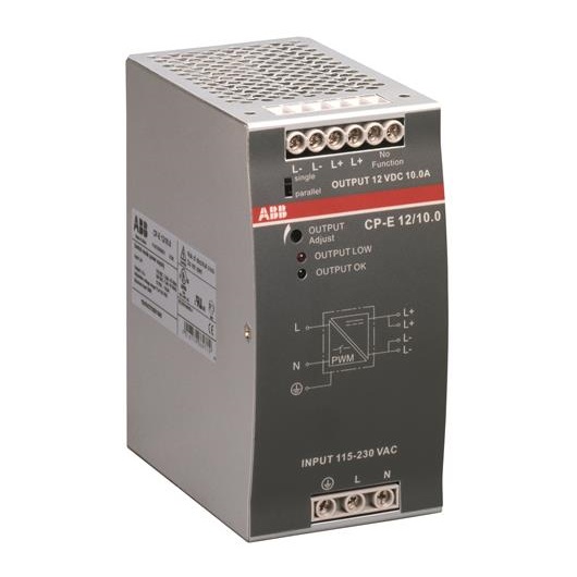 ABB līdzstrāvas barošanas bloks 230VAC/12VDC 10A 120W CP-E, 1SVR427035R1000 cover photo
